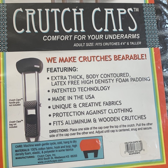 CRUTCH CAPS PADDED COVERS - BLACK LEOPARD - Picture 4 of 6